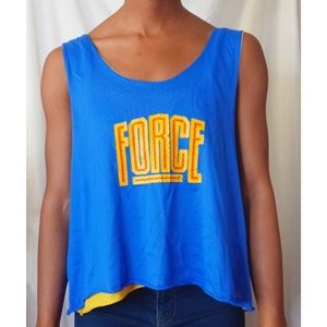 Vintage Nike 90's Air Force Blue and Yellow Mesh Crop Jersey